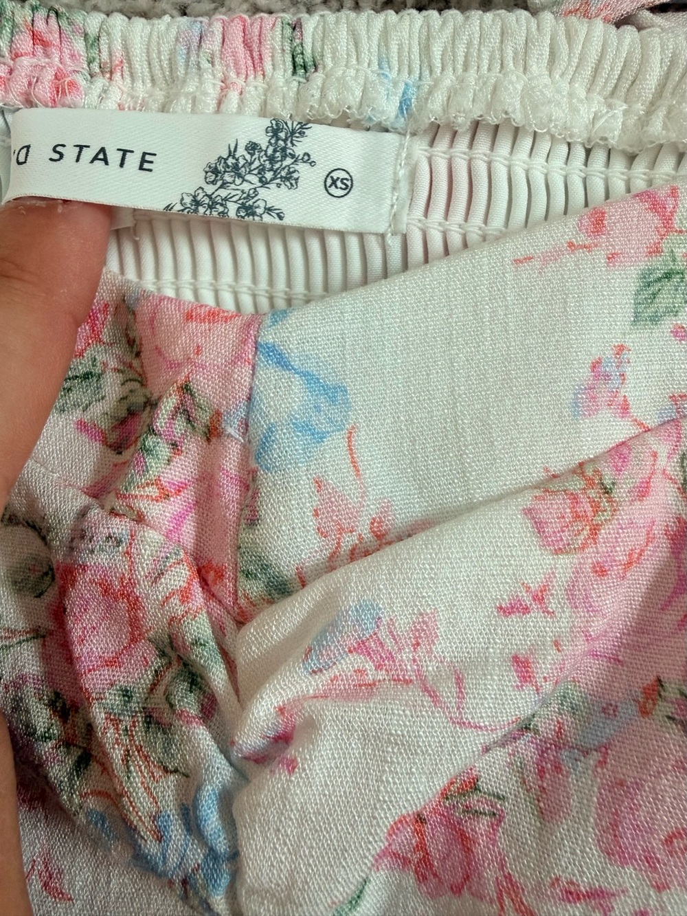 Altar'd State White Floral Spaghetti-Strap Mini Dress with Pink and Blue - Picture 3 of 3